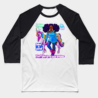 Inspirational motivational affirmation black girl African American woman and unicorn Baseball T-Shirt